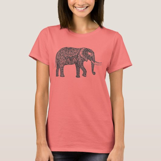 様式化されたファンタジーゾウ・ドードル Tシャツ (正面)