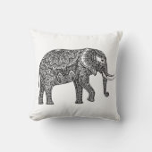 様式化されたファンタジー象の落書き クッション (正面)