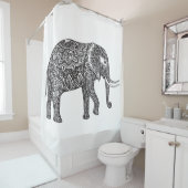 様式化されたファンタジー象の落書き シャワーカーテン (インサイチュ)