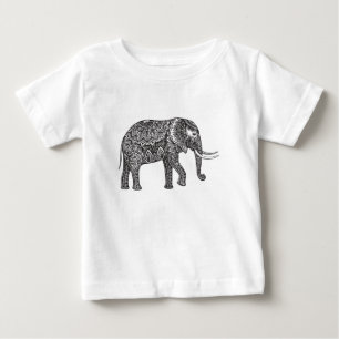 様式化されたファンタジー象の落書き ベビーTシャツ
