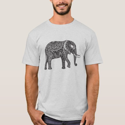 様式化されたファンタジー象の落書き Tシャツ (正面)