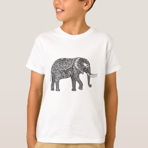様式化されたファンタジー象の落書き Tシャツ