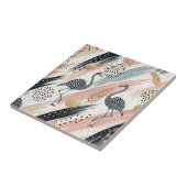 様式化されたフラミンゴとブラシストロークのパターン タイル (側面)