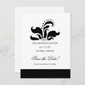 様式化されたフラワーロゴSaveTheDates 案内ポストカード (正面/裏面)