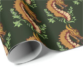 様式化されたブラウン・ドラゴン ラッピングペーパー (ロールコーナー)