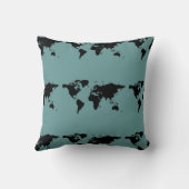 様式化されたブラックワールドマップ クッション (裏面)