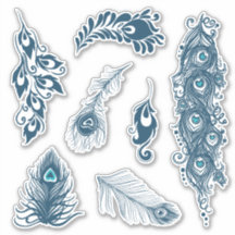 様式化されたブルーピーフクロウピーコックフェザーズビニール