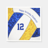 様式化されたブルー金ゴールドガールズバレースポーツ スタンダードカクテルナプキン (正面)