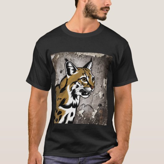 様式化されたヤマネコ Tシャツ (正面)