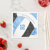 様式化されたライトブルーの黒女子バレーススポーツ スタンダードカクテルナプキン (インサイチュ)