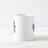 様式化されたラインアートブルーピアノ コーヒーマグカップ (中央)
