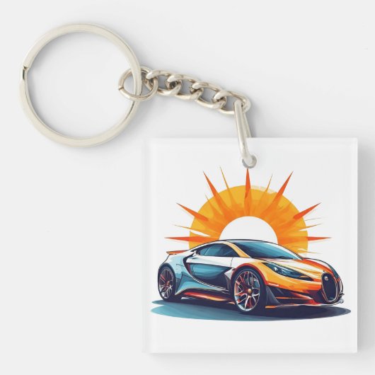 様式化されたレーシングスポーツカー キーホルダー (正面)