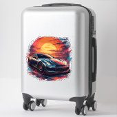 様式化されたレーシングスポーツカー シール (スーツケース)