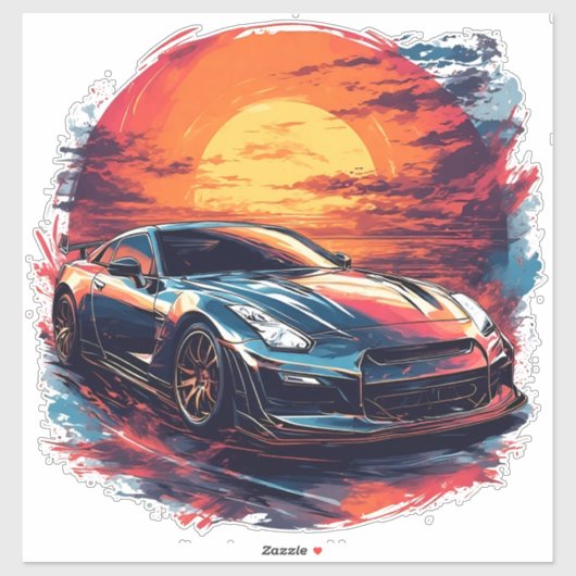 様式化されたレーシングスポーツカー シール (シート)