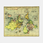 様式化された世界(1899年)のヴィンテージの地図- フリースブランケット (正面(横))