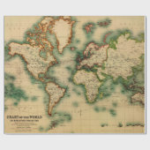 様式化された世界(1911年)のヴィンテージの地図- ラッピングペーパー (フラット)