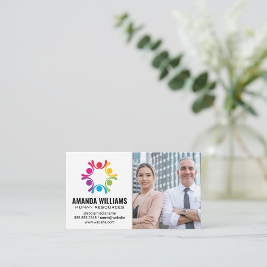 様式化された人 | ビジネス担当者カスタムテンプレート 名刺 (スタンド正面)