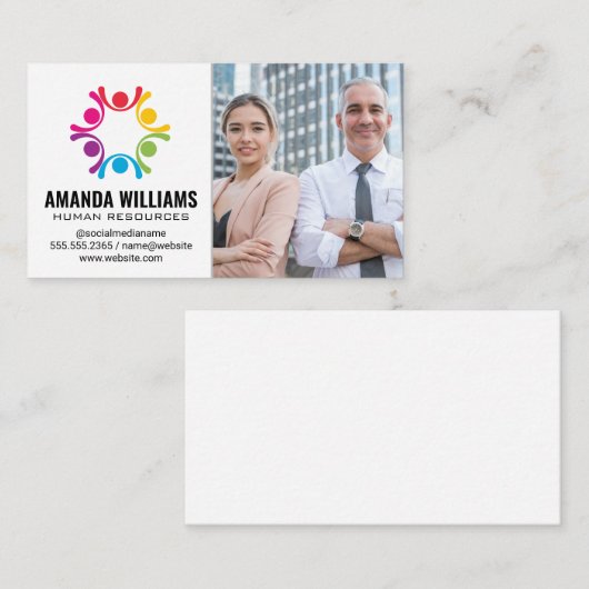 様式化された人 | ビジネス担当者カスタムテンプレート 名刺 (正面/裏面)