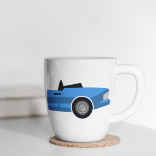 様式化された名前の付いたコンバーチブルスポーツカー コーヒーマグカップ