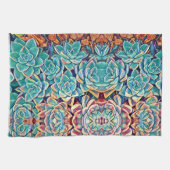 様式化された多肉植物の水彩 キッチンタオル (横)