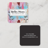 様式化された天然植物のパターン スクエア名刺 (正面/裏面)