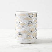 様式化された太陽の日食テクスチャタン雲 コーヒーマグカップ (中央)