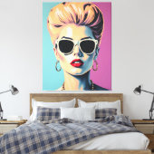 様式化された女性ポートレートウォールアート キャンバスプリント (インサイチュ (寝室))