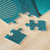 様式化された孔雀の羽ブルータイル ジグソーパズル (側面)