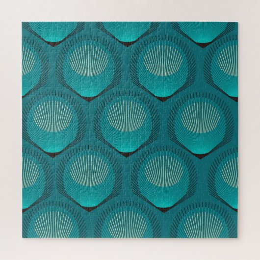 様式化された孔雀の羽ブルータイル ジグソーパズル (縦)