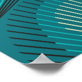 様式化された孔雀の羽ブルータイル ポスター (角)