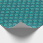 様式化された孔雀の羽ブルータイル ラッピングペーパー (角)
