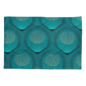 様式化された孔雀の羽ブルータイル 枕カバー (裏面)