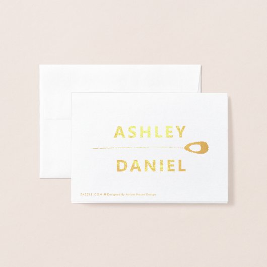 様式化された孔雀モダン羽結婚の感謝 箔カード (裏面封筒付き)