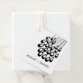 様式化された孔雀モダン羽結婚の正方形 フェイバータグ (インサイチュ)