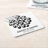 様式化された孔雀モダン羽結婚の羽 スクエアペーパーコースター (アングル)