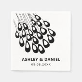 様式化された孔雀モダン羽結婚の羽 スタンダードカクテルナプキン (正面)