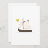 様式化された帆船イラストレーション 招待状 (正面/裏面)