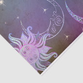 様式化された手描きの太陽の月の顔星の紫 薄葉紙 (詳細)