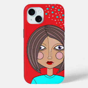 様式化された抽象芸術アート顔iPhone / iPadケース iPhone 15ケース