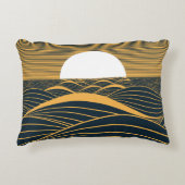 様式化された日月、暗い海のイラストレーション。 アクセントクッション (正面)