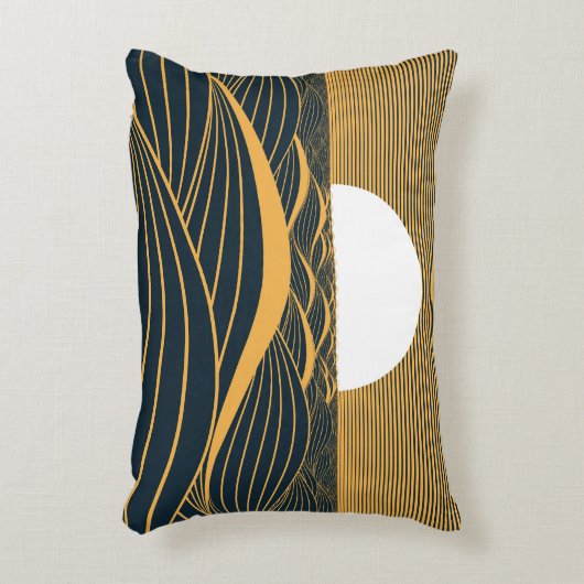 様式化された日月、暗い海のイラストレーション。 アクセントクッション (正面(垂直))