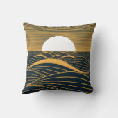 様式化された日月、暗い海のイラストレーション。 クッション (裏面)