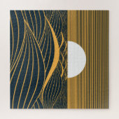 様式化された日月、暗い海のイラストレーション。 ジグソーパズル (横)