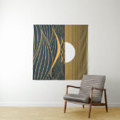 様式化された日月、暗い海のイラストレーション。 タペストリー (インサイチュ(横))