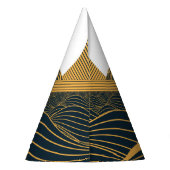 様式化された日月、暗い海のイラストレーション。 パーティーハット (裏面)