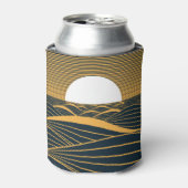 様式化された日月、暗い海のイラストレーション。 缶クーラー (缶正面)