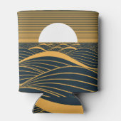 様式化された日月、暗い海のイラストレーション。 缶クーラー (裏面)