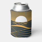 様式化された日月、暗い海のイラストレーション。 缶クーラー (缶裏面)