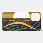 様式化された日月、暗い海のイラストレーション。 Case-Mate iPhoneケース (裏面 (横))