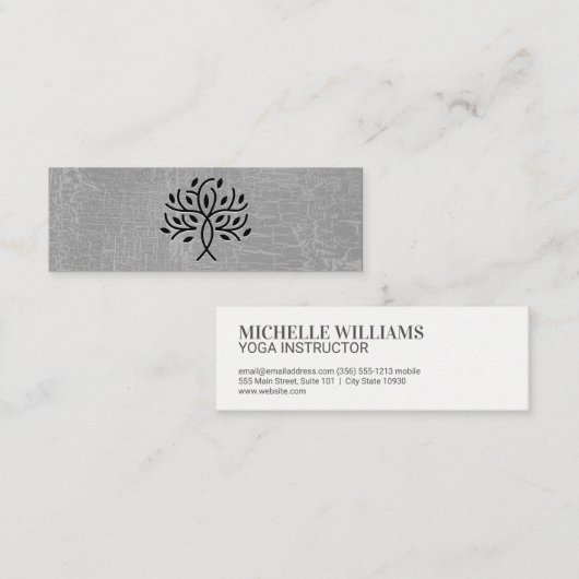 様式化された木のアイコン文字化けグレー スキニー名刺 (正面/裏面)